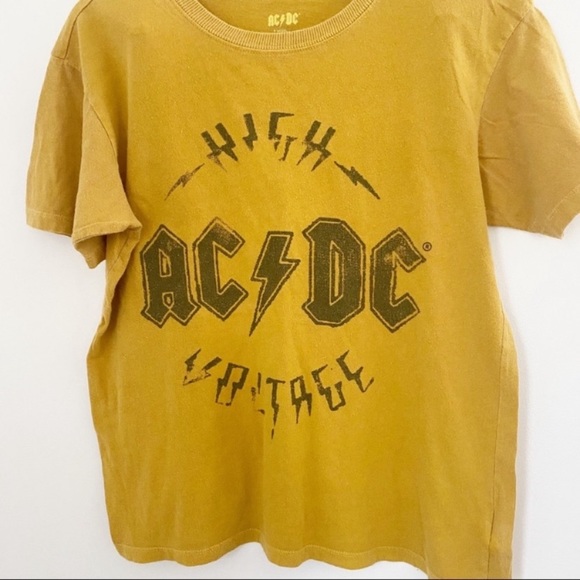 AC/DC Yellow Distressed glitter band Tee - Picture 8 of 12